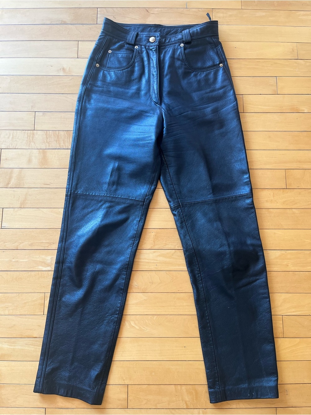 90’s Vintage Genuine Navy Leather High Waisted Pants